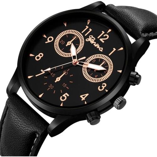 New Geneva Watch Men Fashion Sports Wrist Watch Men Watch Leather Band Quartz Watches Mens Watch Relogio Masculino Cheap Price