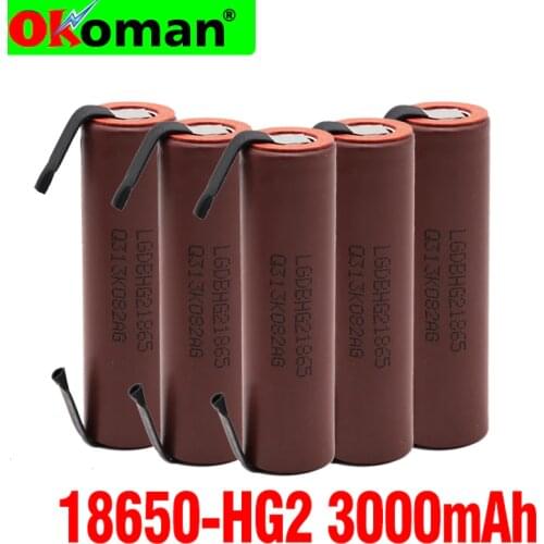 Original high capacity HG2 18650 battery 3000mah for HG2 high discharge power high voltage current + DIY nicke