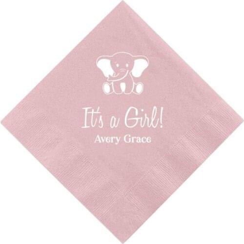 Personalised Elephant Baby Shower Napkins Custom baby shower Napkins milestones birthda Custom Wedding Napkins