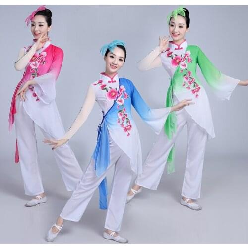Chinese style hanfu dress classical dance yangko clothing female adult fan dance performance clothing national dance costume