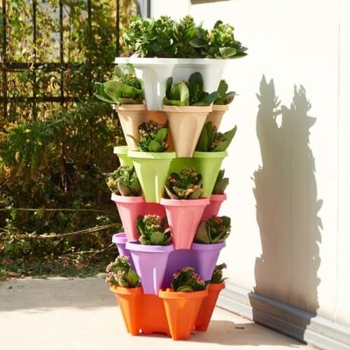 Stand Stacking Planters Strawberry Planting Pots with Drainage Holes Creative N1HF