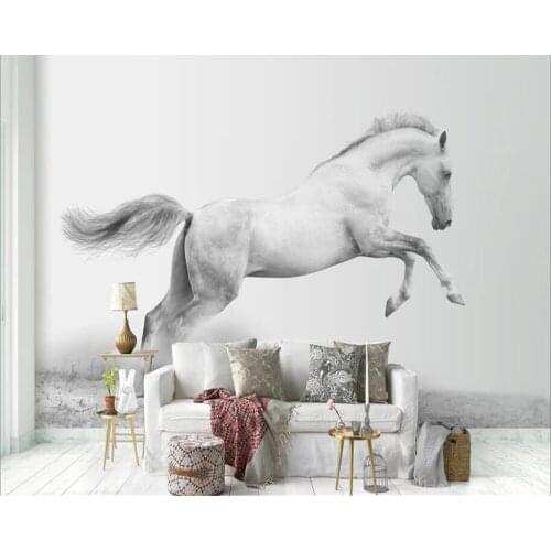 Custom wallpaper 3d stereo photo murals modern minimalist white horse color paint Nordic style TV background wall paper 3d mural