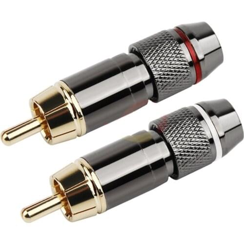 RCA Connector Gold Plated Lotus Head Video/Audio Wire Connectors Support 6mm Cable RCA Male Plug Adapter Welded AUX Hifi Cables