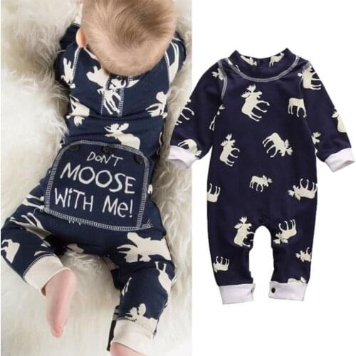 Baby Girl Boy Xmas Clothes Long Sleeve Romper Jumpsuit Pajamas Cute Toddler Infant XMAS Clothing Warm Outfits