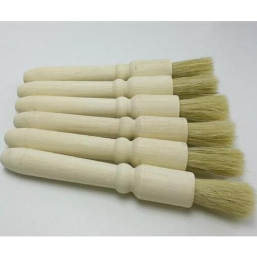 New 100pcs/lot Coffee brush Coffee Grinder machine Cleaning Brush Wood Handle Natural Bristles Wood Dusting brush