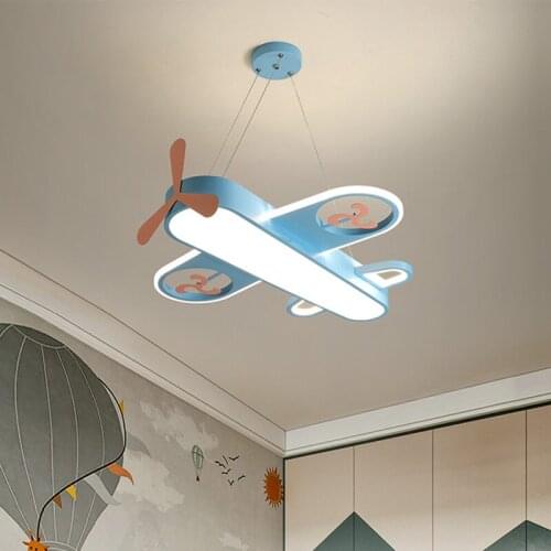 Modern Blue Aircraft LED Pendant Lamp for Childrens Room Indoor Decoration Chandelier Lighting Moe Lighting