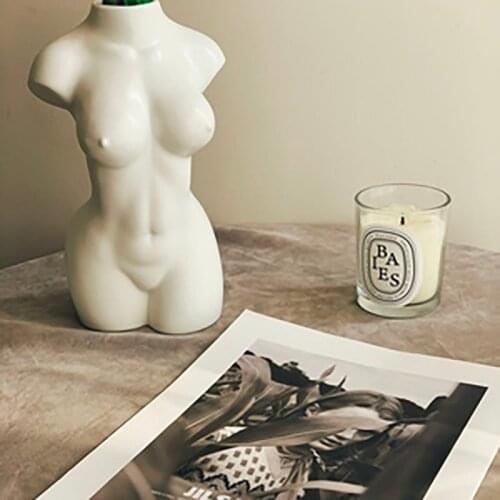 Home Living Room Decoration Body Sculpture Vase Tabletop Flower Arrangement Ceramics Home Decor Simulation Plastic Flower Vases