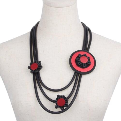 YD&YDBZ Metal Flower Shape Pendant Necklace For Women Ethnic Multilayer Rubber Charms Choker Chain Gothic Clothes Jewelry Match