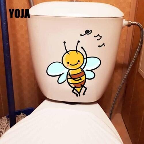 YOJA 19.5X22.2CM Cartoon Style Dancing Bee Living Room Home Decor Wall Sticker Toilet Seat Decal T5-0925