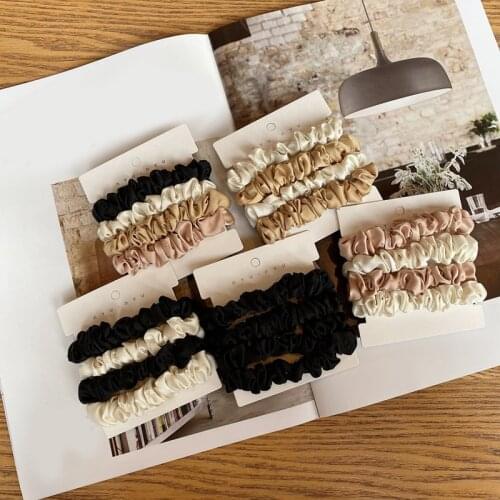 4Pcs/set Women Scrunchies Pack Fashion Elegant Solid Color Hair Band Hair Ring Rubber Band Hair Ring Colorful Hair Accessories