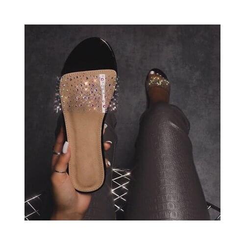 Slippers summer new womens shoes transparent top fashion color diamond comfortable sole sandals and slippers women wild hot