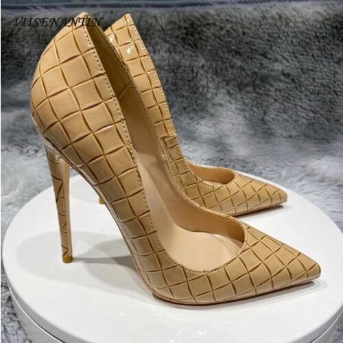 Crocodile pattern leather high heels women spring and summer pointed toe temperament stiletto comfortable high-heeled shoes