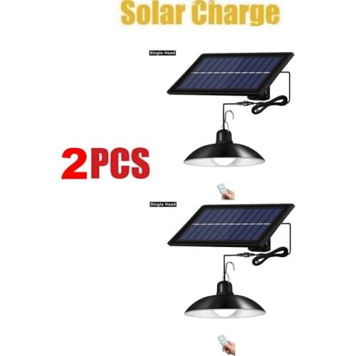 2pcs remote 30 led 2 head Retro Lampshade Indoor Oudoor Solar Pendant Light Waterproof LED Light Solar Power ESplit Lamp For Gar