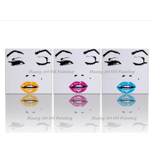 3 Panel Modern SEXY Marilyn Monroe Home Decoration Handmade Canvas Painting Picture on Wall Hand-painted Abstract Portrait