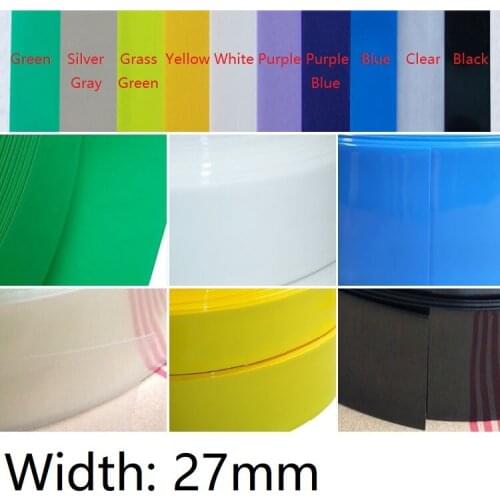 Width 27mm PVC Heat Shrink Tube Dia 16mm Lithium Battery 14500 Pack Insulated Film Wrap Protection Case Pack Wire Cable Sleeve