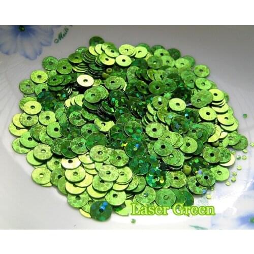 50g 6mm Flat Round Sequins For Crafts PVC DIY Sewing Laser Green Hologram