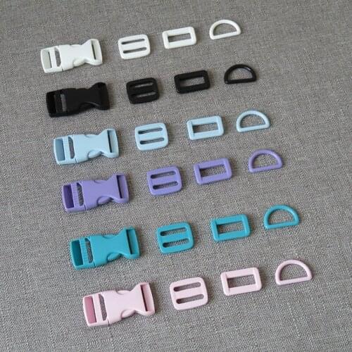 50sets/lot 20mm 25mm webbing plastic breakaway buckle D ring belt buckle adjuster for bag pet dog collar sewing DIY accessories