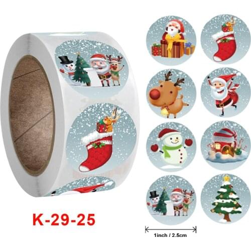 500Pcs Cartoon Animals Snowman Trees Decorative Stickers Merry Christmas Stickers Wrapping Gift Box Label Christmas Tags