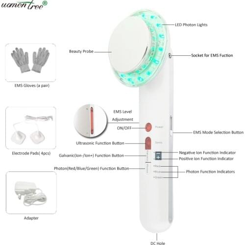 7 in 1 Best Professional Home Use Weight Loss Face Cleansing Skin Tighten Magic Glove EMS Body Slimming Galvanic Facial Machine