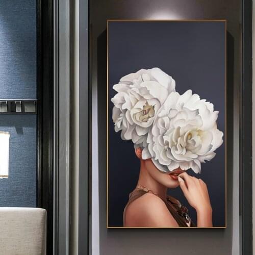 Abstract Rose Flowers Girls Canvas Painting Women Wall Poster Print Modern Wall Art Pictures for Living Room Bedroom Decorativen