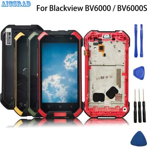 AICSRAD Android 6.0 For Blackview BV6000 LCD Display+Touch Screen Original used Digitizer Panel Replacement with frame BV 6000