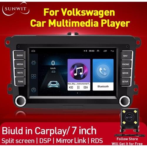 2Din 7 Inch Android10.1 Car Radio Multimedia Video Player GPS Navigation With Carplay Bluetooth For Volkswagen Toyota Honda KIA