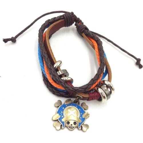 Anime Pirate King PU Leather Bracelet Chopper Metal Pendant Accessories Cosplay Gift