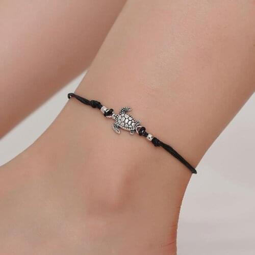 Boho Weave Turtle Pendant Anklets For Women Shell Anklet Bracelets On The Leg Bohemian Foot Ocean Jewelry Drop Shipping