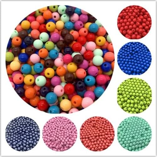 New 8-10-12mm Monochrome Acrylic Round Beads Jewelry Making Beads Loose Bead DIY Jewelry Necklace Accessory
