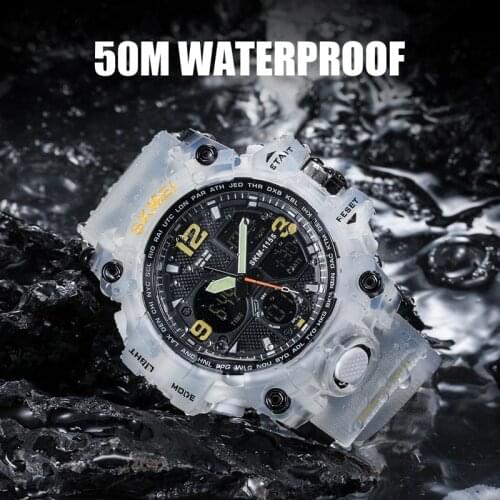 SKMEI 1155B Army Quartz Digital Mens Sport Analog Clock Military Waterproof Dual Display Wristwatch For Men Relogios Masculino