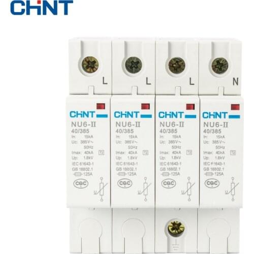 CHNT CHINT Surge Protective Device 1P 2P 3P 4P 15kA 40KA 65KA 100KA NU6-II 40/385 Surge Arrester Protect electric system 385V AC
