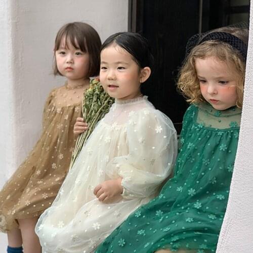 Childrens Clothing 2021 Autumn and Winter New Girl Aisha Princess Snowflake Gauze Skirt Childrens Mesh Dress