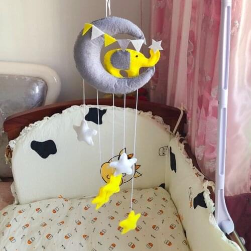Baby Rattles Crib Toys Moon Swan DIY Sewing Mom Handmade Bed Bell Toy Rotating Crib Mobile Holder Bed Wind-up Musical Box Kid To