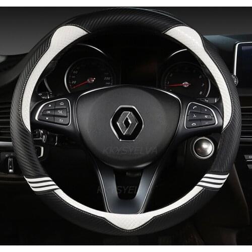 For Renault Clio 2 3 4 5 Car Steering Wheel Cover Microfiber Leather + Carbon Fiber Auto Accessories