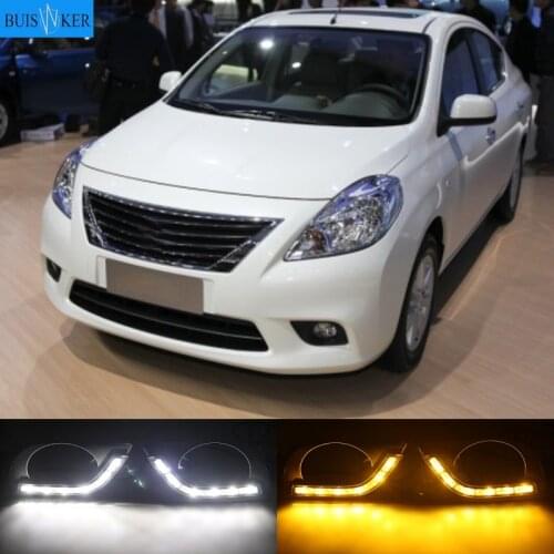 2pcs For Nissan Almera Latio Sunny Versa 2011 2012 2013 DRL Daytime Running Lights Daylight Fog Head Lamp