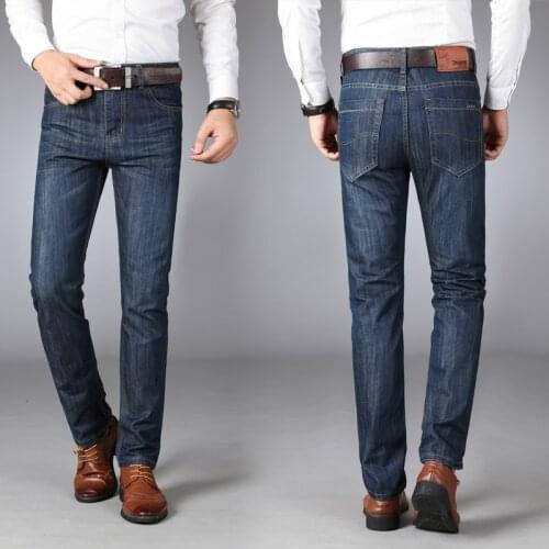 Large Size 28-40 Classic Style Mens Business Jeans 2021 New Fashion Small Straight Stretch Denim Trousers Male Brand Pants