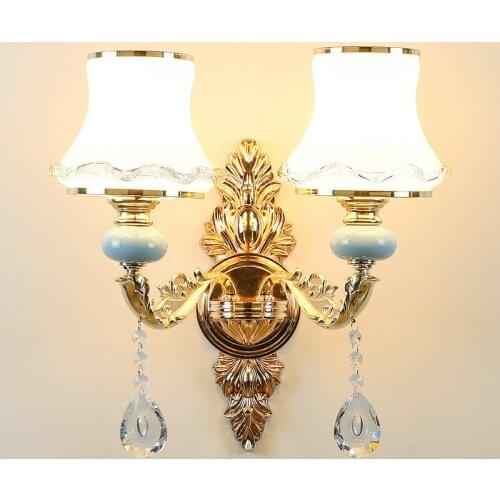 European Style Crystal Wall Lamp for Living Room Bedroom Modern Bedside Lamp Wall Lights for Home Bedroom Lamp Light Fixtures