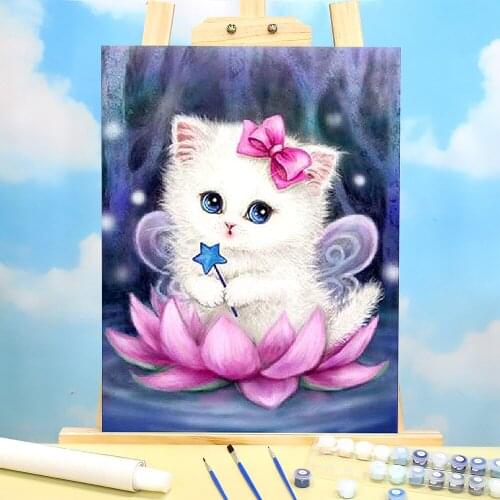Cat Animal Coloring By Numbers Painting Package Acrylic Paints 50*70 Canvas Pictures Decorative Paintings Crafts Drawing