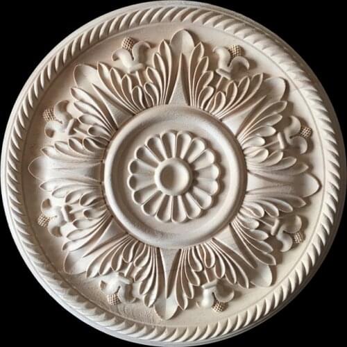 Round Onlay Applique Wooden Carving Decal Furniture Wall Corner Decor for Cabinets Windows Mirrors Decorative Wood Appliques