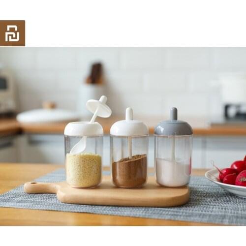 Youpin Jordan&Judy kitchen round seasoning jar with spoon seasoning bottle pepper seasoning box household salt shaker grinding