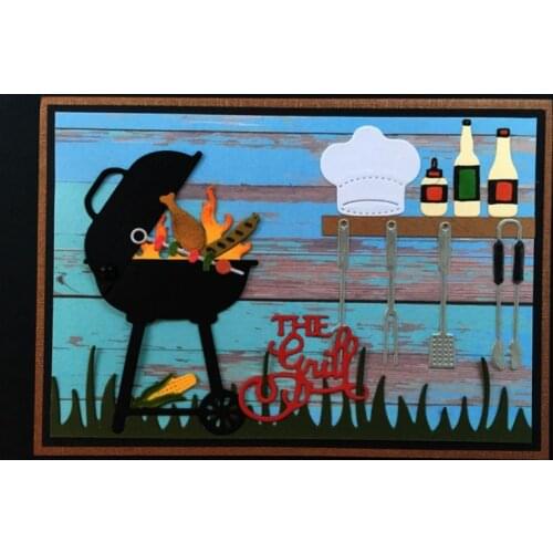 Cooking Tools Silver Cutting Dies Scrapbook Paper Craft Knife Mould Blade Punch Stencils Dies 1 Set 17.7*11cm