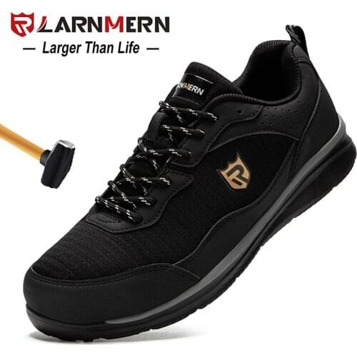LARNMERN Mens Steel Toe Work Safety Shoes Anti-smashing Anti-puncture Non-slip Shock-proof Lightweight Construction Sneaker