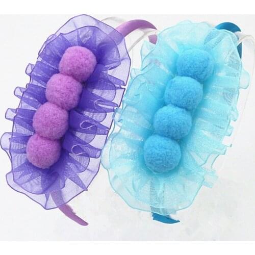 Cute Chiffon headband Fur Ball Flowers Head hoop girls love Solid Color Flowers Hair Band Girls Hair Accessories