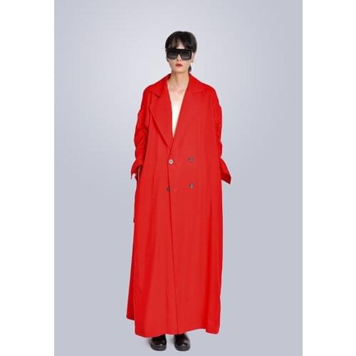 MISHOW Milan Fashion Week Spring/Summer 2020 Female Coat Turn Down Collar Long Sleeve Red Jacket Ladies Overcoat Look-12