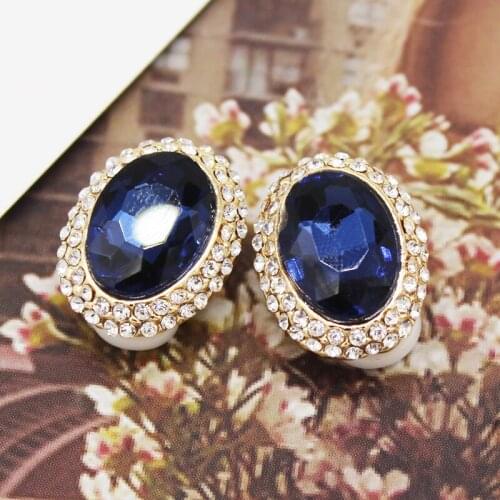 Fashion New Geometric Round Crystal Clip Earrings For Women Vintage Rhinestone Earring Classic Wedding Party Jewelry For Gifts