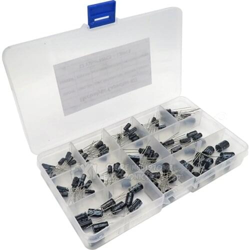 120PCS/lot 12values 1uF-470uF Aluminum Electrolytic Capacitor Assortment Kit 16V-50V electrolytic capacitors assortment box set