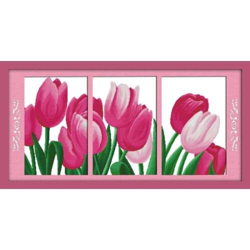 Joy Sunday Champagne & Rose DIY Crafts Cross Stitch Printed Patterns 11&14CT DMC Counted on Canvas Chinese Embroidery Sets