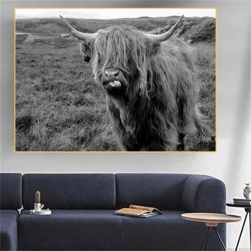 Wild Lion Elephant Cow Wall Art Canvas Painting Black And White Animal Print Nordic Poster Wall Pictures Living Room Home Decor