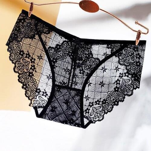 NEW Ladies Lace Flower Underwear Sexy Hollow Mesh Lingerie Panties Seamless Thin G Strings Female Briefs Low Waist Underpants
