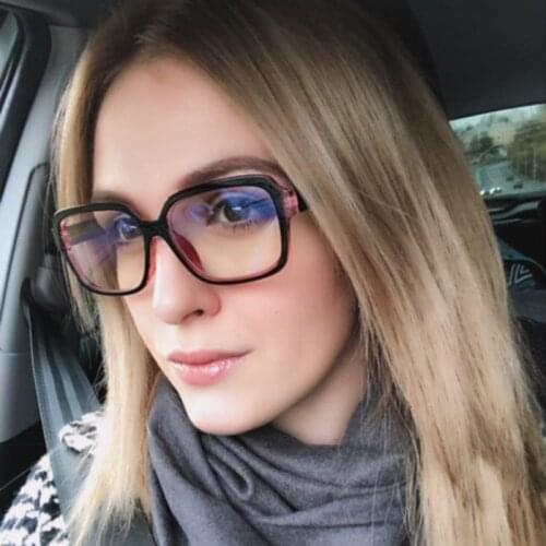 New square large frame glasses men and women anti-blue anti-fatigue Retro flat glasses Anti-radiationglasses frame computer fram